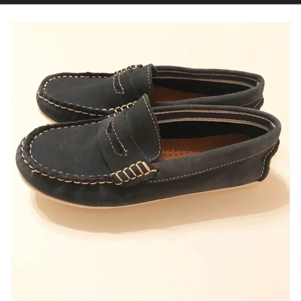 Zara Navy Blue With Cream Stitching Loafers
